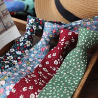 Cotton Floral Tie For Men Women Skinny Neck Tie For Wedding Casual Neckties Classic Dress Suits Flower Print Neck Ties Cravat