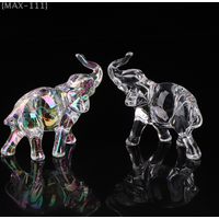 【F2-MAX111】Cute Crystal Baby Elephant Statue Miniature - Animal Figurine Handicraft Desktop Ornament Living Room Home Decor Gift