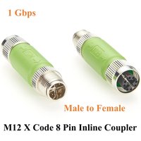 Profinet M12 X Code 8 Pin Male to Female Inline Joiner 1Gbps Cat5e Ethernet Gigabit Network Shield Coupler for Automation, Robot