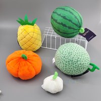Premium Stuffed Fruit Toy Assortment - Realistic Watermelon Pineapple Cantaloupe Plushies for Pretend Play and Educational Games