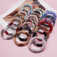 Mixed Color Trendy Glass Bead Bracelet Elastic Handmade Strand Bracelets for Women Gift New Hair Accessory Glass Beads Bracelet
