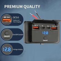 Podwójna ładowarka samochodowa USB PD Dual QC 3.0 12V RV Panel gniazda USB 108W Gniazdo szybkiego ładowania z przełącznikiem i woltomierzem do łodzi motocykla