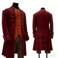 1740s Medieval Rococo Victorian Men's Red Suit Historical Colonial Highland Uniform Renaissance Royal Noble Ball Gown Custom