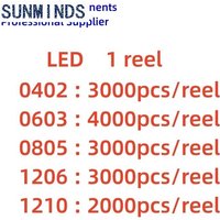 1 reel/3000pcs 0402 0603 0805 1206 SMD LED Red Yellow Green White Blue Orange Purple warm white ice blueLight Emitting Diode
