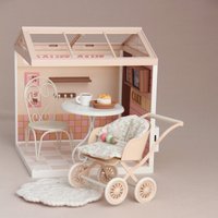 Miniature Furniture 1:8-1:12 Iron Cart with White Carpet Suitable for Mini House Decoration