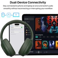 TOZO HT3 Hi-Res Headphones 45dB Noise Cancelling ANC Dual Connect Stereo Sound Deep Bass Buit in Mic for Calling Outdoor Sport