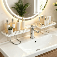 Universal Bathroom Storage Rack Water Drainage Iron Art Kitchen Drainage Holder Non-punching Mesh Counter Organizer Household