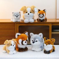 Cute Red Panda Husky Fox Corgi Plush Toy Set Soft Stuffed Animal Pillow for Kids and Adults Fluffy Cartoon Plushie Kawaii Gift