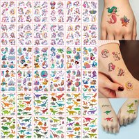 12pcs Cartoon Body Tattoo Stickers Mermaid Unicorn Dinosaur Temporary Hand Tattoos Cute Fake Tattoo for Birthday Gifts Body Art