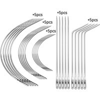 25Pcs/Lot Stainless Steel Curved Needles C I L Type Wig Making Needles Making Lace Wig Hair Necessary Accessories Tools