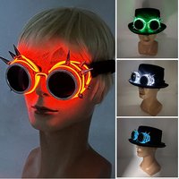 Glowing cool steampunk glasses with spikes cyberpunk luminous glasses Halloween Mechanized killer gothic cosplay props