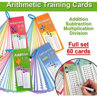 60 Pcs Mathematical Training Cards Maths Table for Kids Self Check Classroom Home Learning Aids Teacher Teaching Aids Montessori