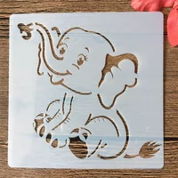1Pcs 13cm Zoo Animals Elephant Raccoon DIY Layering Stencils Painting Scrapbook Coloring Embossing Album Decorative Template