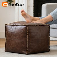 OTAUTAU Retro Faux Leather Bean Bag Ottoman Cover Storage Footstool Stool JD037【No Filler Inside!Need Buy Filler By Yourself !】