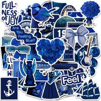 50Pcs Ins-Style Deep Blue Artistic Stickers Travel Guitar Decals for Luggage Skateboards DIY Crafts BulingBulingStickers Store