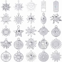 5pcs Silver Color Sun Pendant Jewelry Making Supplies Titanium Stainless Steel Charms Bulk Vintage DIY Women Men Charm Material