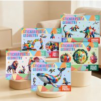 Geometric Sticker Puzzle Set - Five Themed Stickers Suitable For Children's Creative Color Matching And Fine Motor Skills