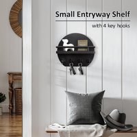 Wall-mounted key rack - with shelves and 8 key hooks, apartment wall decoration, round wooden mail rack, home dรฉcor.