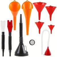 10Pcs Automotive Funnels Set Plastic Long Neck Oil Funnel Kit Flexible Wide Mouth Fuel Funnel for Filling Coolant Gasoline Water
