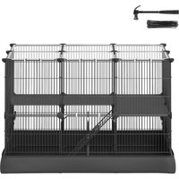 Two-Tier Small Animal Cage | Stainless Steel Pet Enclosure with Mat, Top and Side Door Design, Suitable for Indoor and Outdoor Use, Ideal for Rabbits and Guinea Pigs, 35 Panels, Dimensions 93 x 63 x