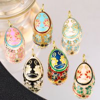 Juya 18K Gold Plated Enamel Decorations Supplies Hollow Royal Flower Charms For DIY Fashion Women Pendant Jewelry Making