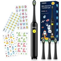 YUNCHI Kids Electric Toothbrush Rechargeable Childrens Electric Toothbrush 3 Brushing Modes Funny DIY Stickers with 4 Brush Head