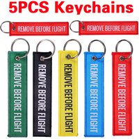 5 Piece Remove Before Flight Woven Key Ring Luggage Tag Label Red Chain Keychain For Aviation Gifts Keychain Fashion Jewelry