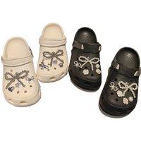 1Set New Pearl Bow Shoe Charms Set DIY 3D Detachable Buckle Shoes Accessories with Pearl Flower Decorations