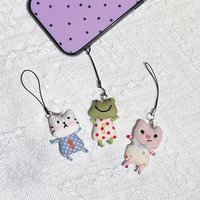 Cute Frog Pig Cat Pendant Keychain For Women Simple Design Phone Rope Chain Lovely Animal Bag Car Keyring Young Girls