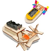 DIY Boat Model Material Set Wood Boat Building Kit 3D Assemble Wooden Paddle Steamer Creative Teaching STEM Educational Science