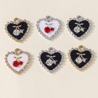 Leslie 10pcs 15*16mm Dainty Crystal Love Cherry Hearts Charms Pendants for Necklaces Bracelets DIY Jewelry Making Accessories