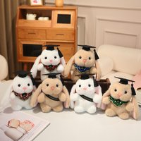 18cm Cartoon Funny Graduation Rabbit Plush Toy Bachelor Cap Animal Stuffed Toy Home Decoration Gift Cute Graduation Gift