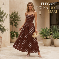 French Retro Polka Dot Maxi Dress Women Summer Elegant Smocked Backless Cami Long Dresses Boho Beach Vacation Slip Vestidos 2026