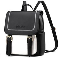 Casual Front Zip Klappe Rucksack, Mode Zwei Ton Faux Leder Schulter Zipper Tasche Für Schule