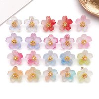 20pcs 9*11mm Glass Cherry Blossom Charms Flowers Pendants for DIY Bracelets Necklaces Earrings Jewelry Making Accessories