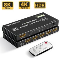 HDMI 2.1 Switch 4K 120Hz 4K 60Hz HDMI 2.0 Switcher Box HDMI 5/4/3 port switch with remote supports HDR 4K CEC for PS5 Xbox HDTV