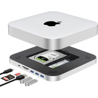 Qwiizlab USB C Hub for Mac Mini M2 M1 with Dual Drive Enclosure SATA NVMe M.2 SSD Type-C 10Gbps SD TF Card Reader Docking Staion