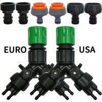 WUJIE Tap Adapter 2-Way 4-Way Splitter Connector EURO USA 3/4'' to 1/4'' Pipe for Garden Watering Hose Drip Irrigation System