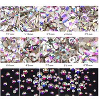 100PCS White Crystal AB Series 3D Glitter Nail Art Rhinestones Decorations Non HotFix FlatBack Diamond Gems Mix Size SS3-SS20