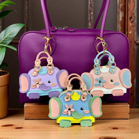 Adorable Elephant Mini Bag Charm, Macaron Colors Small Pouch for AirPods, Keys & Lipstick, Multi-function Keychain Bag Organizer