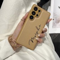 Personalized Custom Letters Name Synthetic Leather Phone Case For Samsung Galaxy S26 S25 S23FE Ultra Plus A55 A32 5G 4G A03 Gift