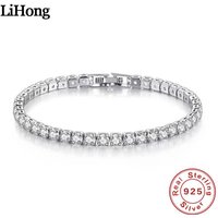 S925 Sterling Silver Bracelet Zirconia Tennis Ball Women Fashion Simple Engagement Wedding Charm Jewelry 4mm 16-20cm