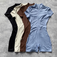 High-Waist Yoga Onesie Short Sleeve Dance Fitness Sports Suit Women's Tight Shorts One-Piece Suits Polyester Fiber 2026 Summer