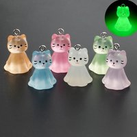 10Pcs Glowing Cartoon Cat Resin Charms Cute 3D Kitten Charms for Earrings Keychain DIY Jewelry Decor