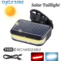 Bicycle Solar Energy Cycling Rear Light Type-C Charging Mountain Road Bike Solar Warning Taillight Night Cycling Safety Red Lamp