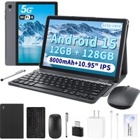 Paitanry 12GB(6+6 Expand) RAM 128 ROM Tablet Android 15 10.95-inch HD Display T606 Octa-Code 8000mAh 2.4G/5G WiFi Android Tablet