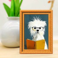 Cute Bookworm White Dog Fridge Magnet, Nerdy Puppy with Glasses Magnet, Whimsical Reading Dog Decorative Magnet, Perfect for Kit