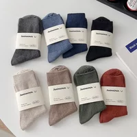 Mens Socks Casual Fashion Men Business Male Breathable Elastic Cotton Long Socks Solid Color Black Blue Gray SocksAutumn Winter