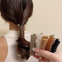 5pcs Random Ponytail Hair Ties Bundle – Telephone Wire Scrunchies, Fashion Hairbands, Accessories