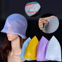 Reusable Hair Colouring Highlighting Dye Caps With Hooks Silicone Hair Dyeing Cap Hook Needle DIY Frosting Dyeing Styling Tools